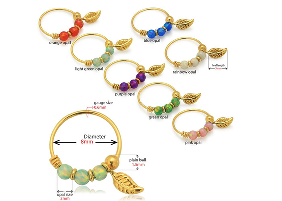 Tebal 0.6mm 18K Gold Nose Piercing dengan Batu Bulat 2mm