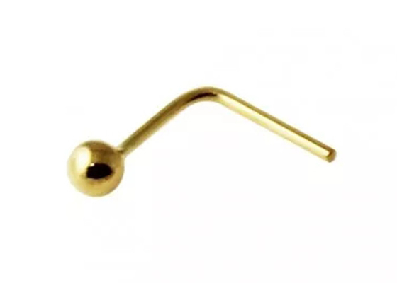 L Berbentuk 18k Emas Cincin Hidung, Cincin Hidung Dengan Bola Di Ujung ukuran 1.5-2.0mm