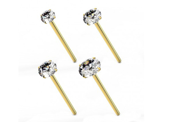 Ketebalan 0.6mm 18K Gold Nose Piercing dengan Berlian 1,25-3,0mm