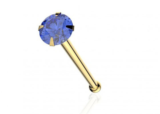 1.25-3.0mm 18K Emas Tindik Hidung OEM ODM Dengan Batu Alam