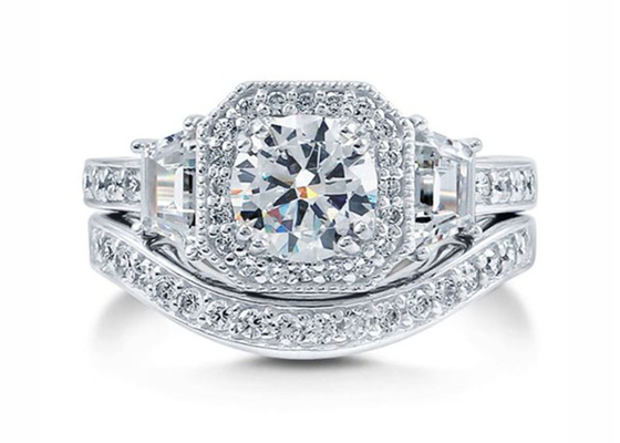 6.5MM 1ct Diamond Engagement Wedding Rings Round Cutting untuk Ulang Tahun