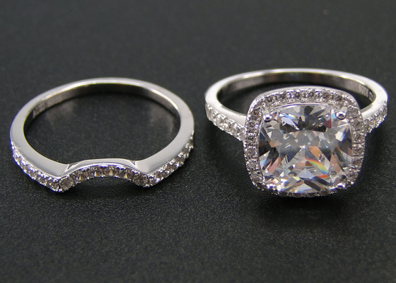 Halo 1.0ct Diamond Engagement Wedding Rings 53PCS Jenis Pengaturan Cabang