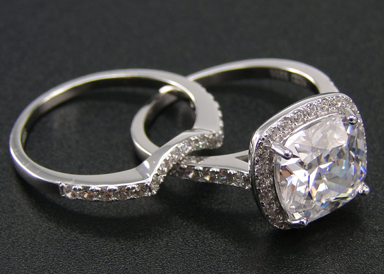 Halo 1.0ct Diamond Engagement Wedding Rings 53PCS Jenis Pengaturan Cabang