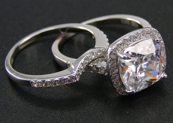 Halo 1.0ct Diamond Engagement Wedding Rings 53PCS Jenis Pengaturan Cabang