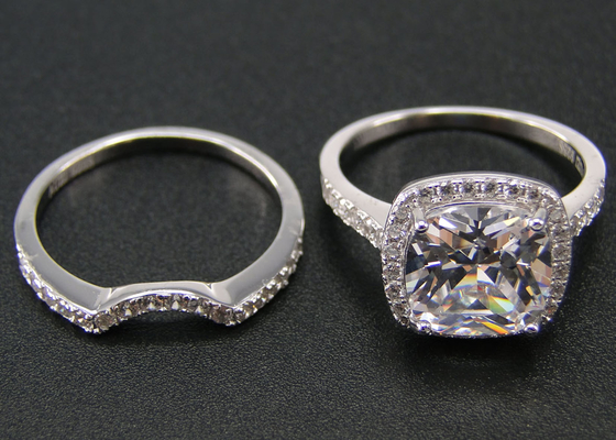 Halo 1.0ct Diamond Engagement Wedding Rings 53PCS Jenis Pengaturan Cabang