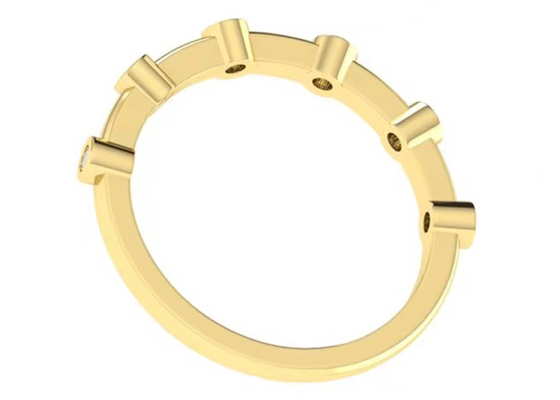6pcs Berlian 18k Rose Gold Ring 1.5mm Round Cut OEM untuk Pertunangan