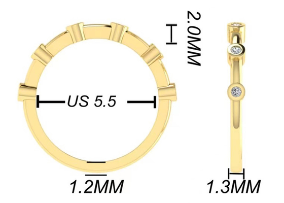 6pcs Berlian 18k Rose Gold Ring 1.5mm Round Cut OEM untuk Pertunangan