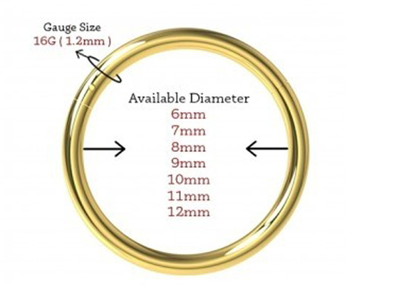 Segmen Berengsel Emas 18K Tindik Hidung Klasik Dimensi 6-12mm