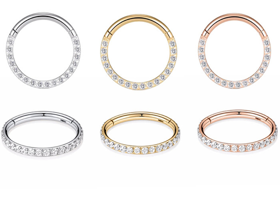Dia 9mm 11mm 18k Gold Nose Stud, Nose Ring Piercing Dengan Berlian Alami 0.14ct