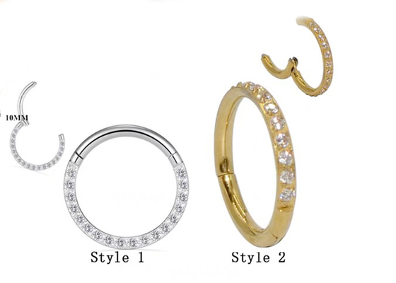 Segmen Berengsel 14K Emas Clicker Hoop bentuk dengan 16G Pave Diamond