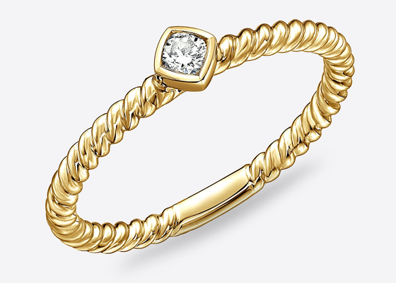 Berlian Persegi 14k Cincin Septum Emas Padat, Cincin Lubang Hidung Ring 1.0mm × 10mm