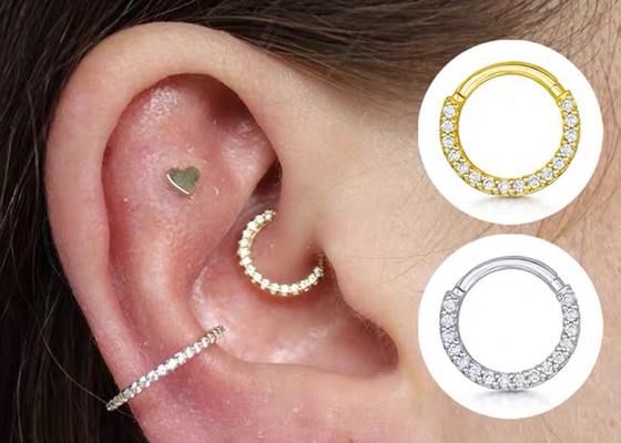 Clicker Emas 14K Berengsel Mulus 16g-40g Untuk Tragus Tulang Rawan