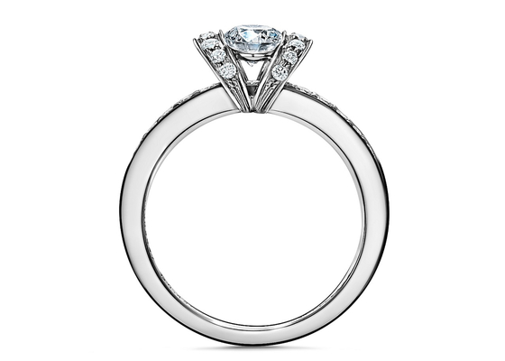 Cincin Pernikahan Pertunangan 0.78ct Set 14K Emas Putih Padat Bulat Potong 3MM
