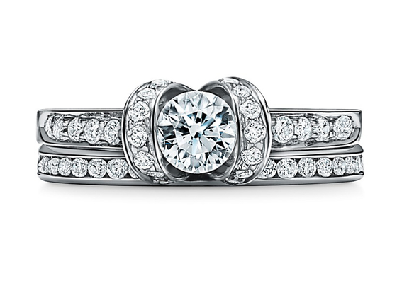 Cincin Pernikahan Pertunangan 0.78ct Set 14K Emas Putih Padat Bulat Potong 3MM
