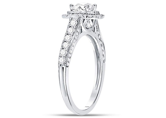 3.65g 14K Perhiasan Emas Padat, Cincin Berlian Emas Putih Wanita 0.8ct Persegi