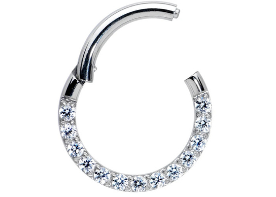 0.1ct Diamonds Tragus Piercing Ring, Cincin Hidung Emas Putih Diameter Dalam 8-15mm