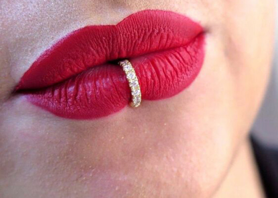 0.1ct Diamonds Tragus Piercing Ring, Cincin Hidung Emas Putih Diameter Dalam 8-15mm
