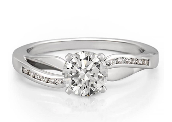 ODM OEM Jewellery Diamond Ring, 14k White Gold Wedding Ring Round Cut