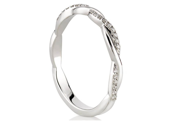 14K Emas Putih Cincin Perhiasan Berlian Asli 0.3ct Round Cut ODM Untuk Pertunangan