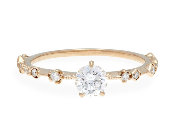 Cincin Perhiasan Berlian Asli Ukuran 4mm 14K 18K Bahan Rose Gold ODM