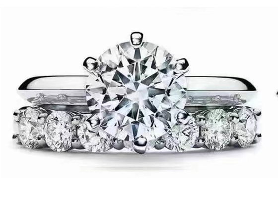 5mm Round Cut 18k White Gold Engagement Ring Setting dengan 8pcs Berlian ODM