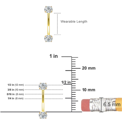 16g Berlian Emas Cincin Perhiasan Tindik Tubuh Dimensi 10mm 8mm Untuk Pusar