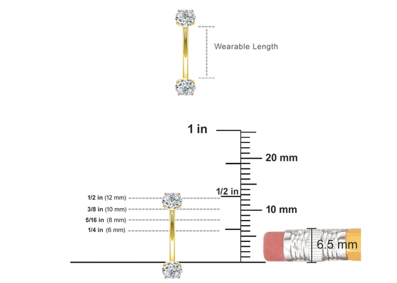16g Berlian Emas Cincin Perhiasan Tindik Tubuh Dimensi 10mm 8mm Untuk Pusar