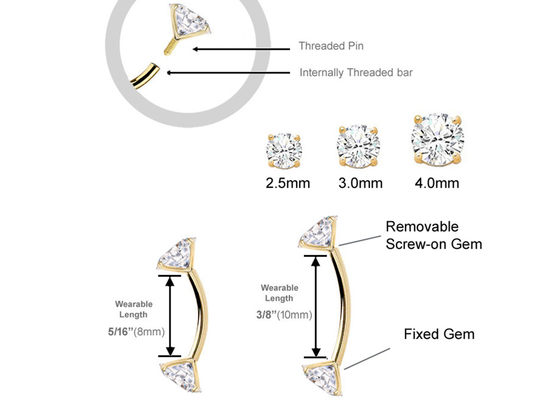 16g Berlian Emas Cincin Perhiasan Tindik Tubuh Dimensi 10mm 8mm Untuk Pusar
