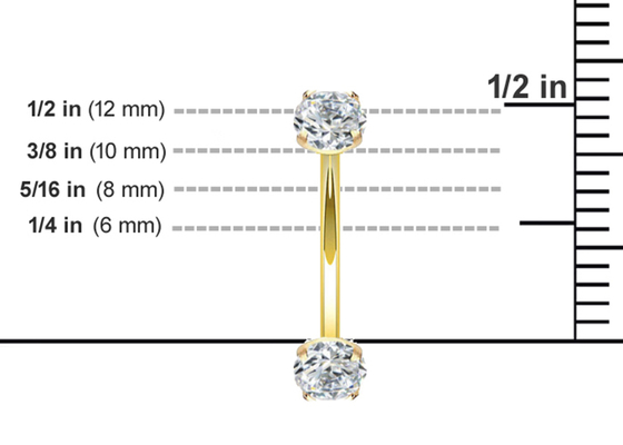 16g Berlian Emas Cincin Perhiasan Tindik Tubuh Dimensi 10mm 8mm Untuk Pusar