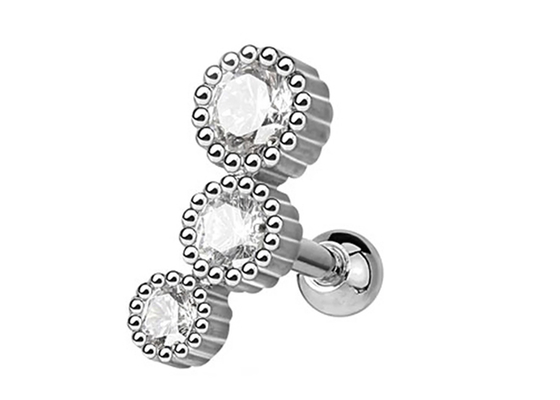 Anting Perhiasan Tindik Tubuh Emas Steril Untuk Tulang Rawan Tragus Dia 3 × 3mm ODM