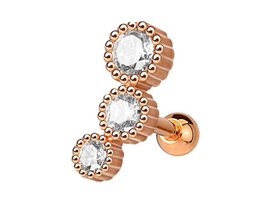Anting Perhiasan Tindik Tubuh Emas Steril Untuk Tulang Rawan Tragus Dia 3 × 3mm ODM