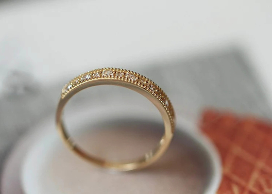 Gaya Kerawang Cincin Perhiasan Berlian Asli Potongan Bulat Ukuran 2.5mm 1.3mm
