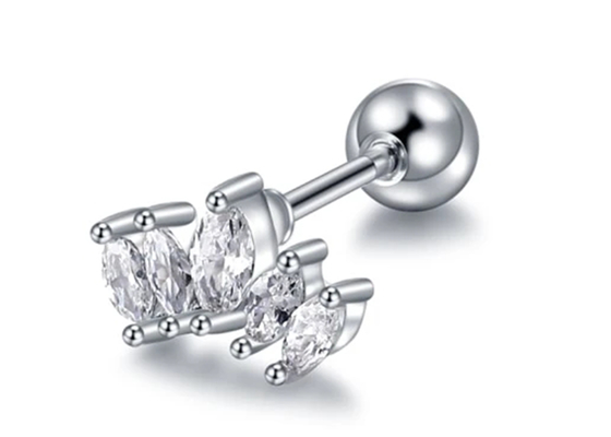 16g Crown Shape Gold Body Piercing Jewelry Earrings 6mm Panjang Dengan Mq Diamond