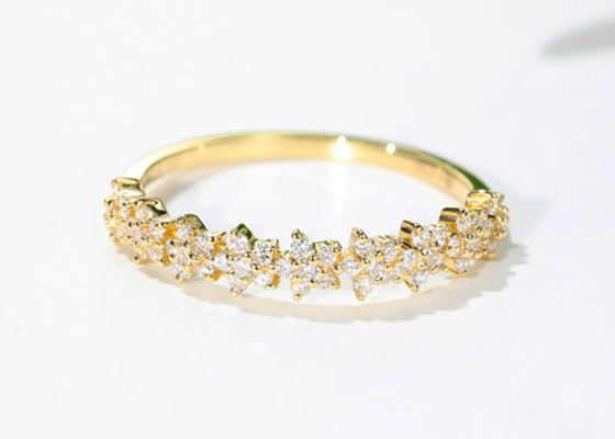 Cincin Berlian Bintang Emas 0.54ct, Cincin Pertunangan Emas 1.3mm 18k Untuk Wanita Gadis