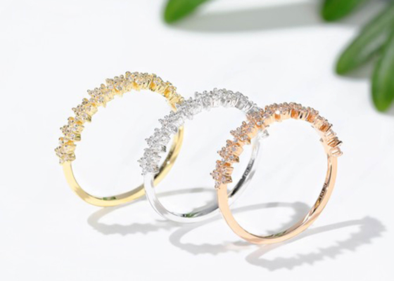 Cincin Berlian Bintang Emas 0.54ct, Cincin Pertunangan Emas 1.3mm 18k Untuk Wanita Gadis