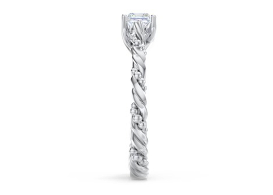 Princess Cut Cincin Perhiasan Berlian Asli Twisted Rope Style 6 × 6mm Ukuran OEM