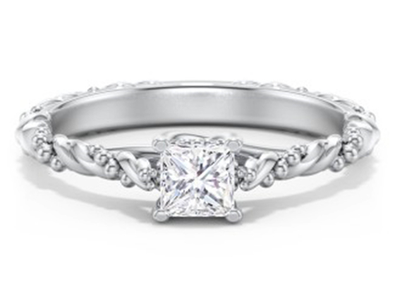 Princess Cut Cincin Perhiasan Berlian Asli Twisted Rope Style 6 × 6mm Ukuran OEM