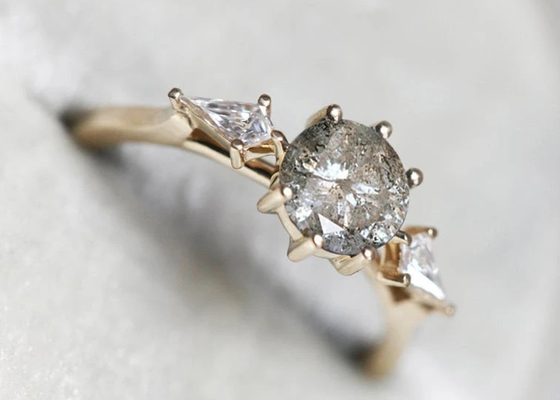0.8ct Lab Grown Diamond Engagement Rings, Cincin Pernikahan Emas 9k ODM OEM