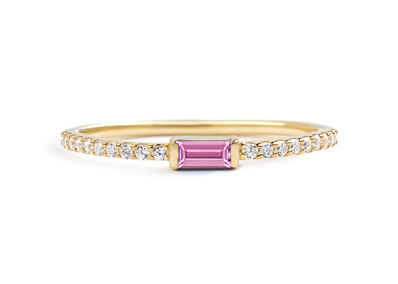 Cincin Emas 9K Berlian Tipis Lebar 0.20ct 2.5MM untuk Jenis Pengaturan Cabang Pertunangan