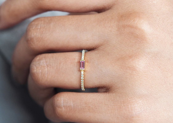 Cincin Emas 9K Berlian Tipis Lebar 0.20ct 2.5MM untuk Jenis Pengaturan Cabang Pertunangan