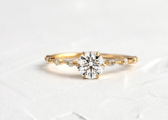 1.0ct Moissanite Diamond Rings, Round Cut Engagement Rings 6.5MM ODM