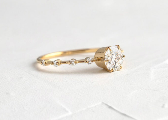 1.0ct Moissanite Diamond Rings, Round Cut Engagement Rings 6.5MM ODM