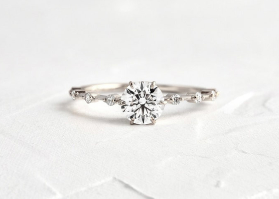 1.0ct Moissanite Diamond Rings, Round Cut Engagement Rings 6.5MM ODM