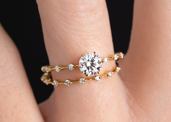 1.0ct Moissanite Diamond Rings, Round Cut Engagement Rings 6.5MM ODM