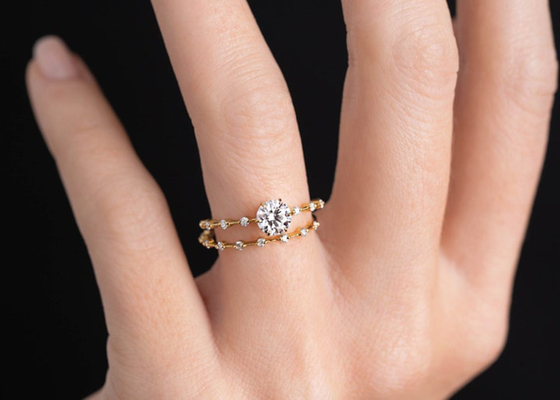 1.0ct Moissanite Diamond Rings, Round Cut Engagement Rings 6.5MM ODM