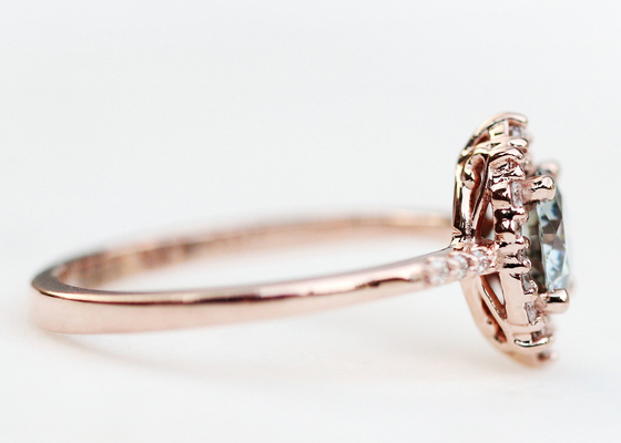 1.2ct 1pcs Cincin Pertunangan Moissanite Untuk Wanita Bahan 14K Rose Gold