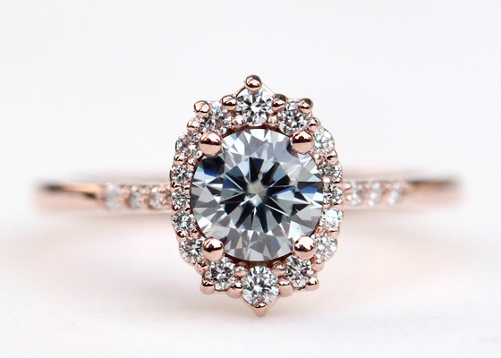 1.2ct 1pcs Cincin Pertunangan Moissanite Untuk Wanita Bahan 14K Rose Gold