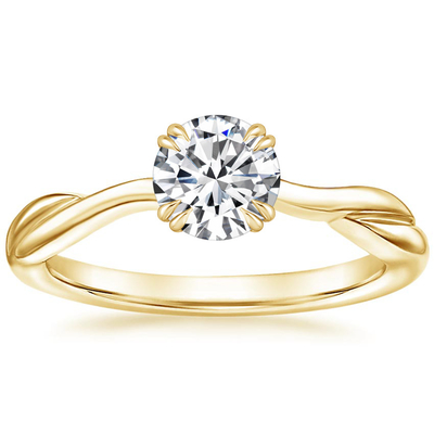 0.8ct Lab Grown Moissanite Ring 14K Bahan Emas Kuning ODM OEM