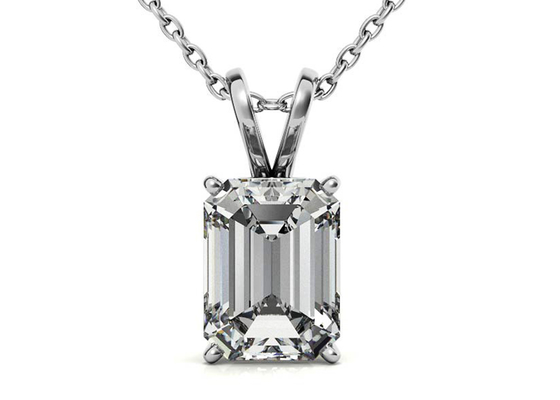 1.05ct Emerald Cut 14k Gold Necklaces Dia 7x5mm Pengaturan Bezel Jenis