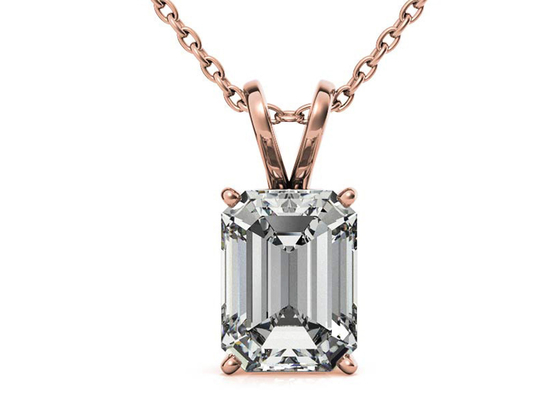 1.05ct Emerald Cut 14k Gold Necklaces Dia 7x5mm Pengaturan Bezel Jenis